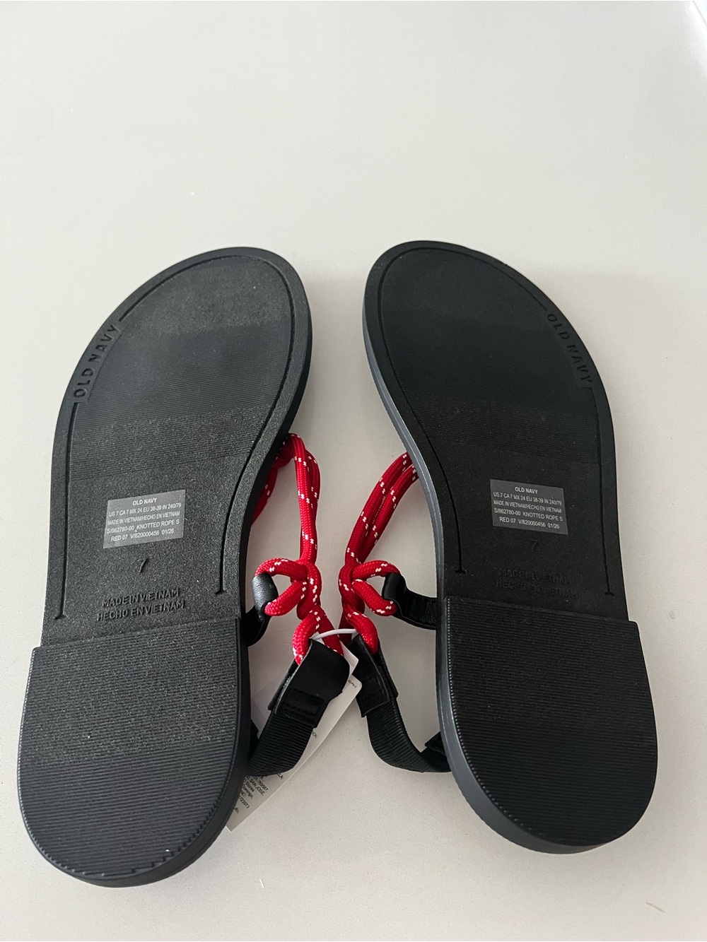 Old Navy Red Knotted Rope Thong Sandal, Sz 7, NWT - Picture 6 of 9